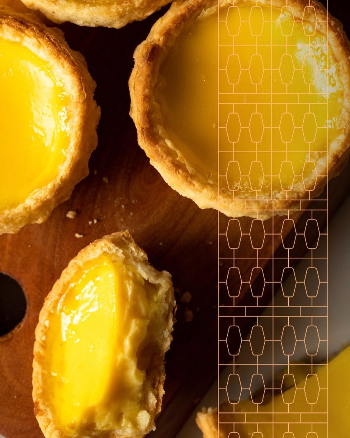 Hong Kong Egg Tart, flaky pastry with smooth egg custard